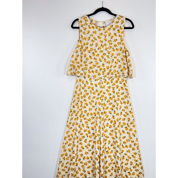 MVN The Label Women Jumpsuit Yellow Riley Floral Sleeveless Wide Leg Boho Medium - Picture 5 of 13